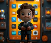 Kid excited to build fun Python coding projects on smartphone
